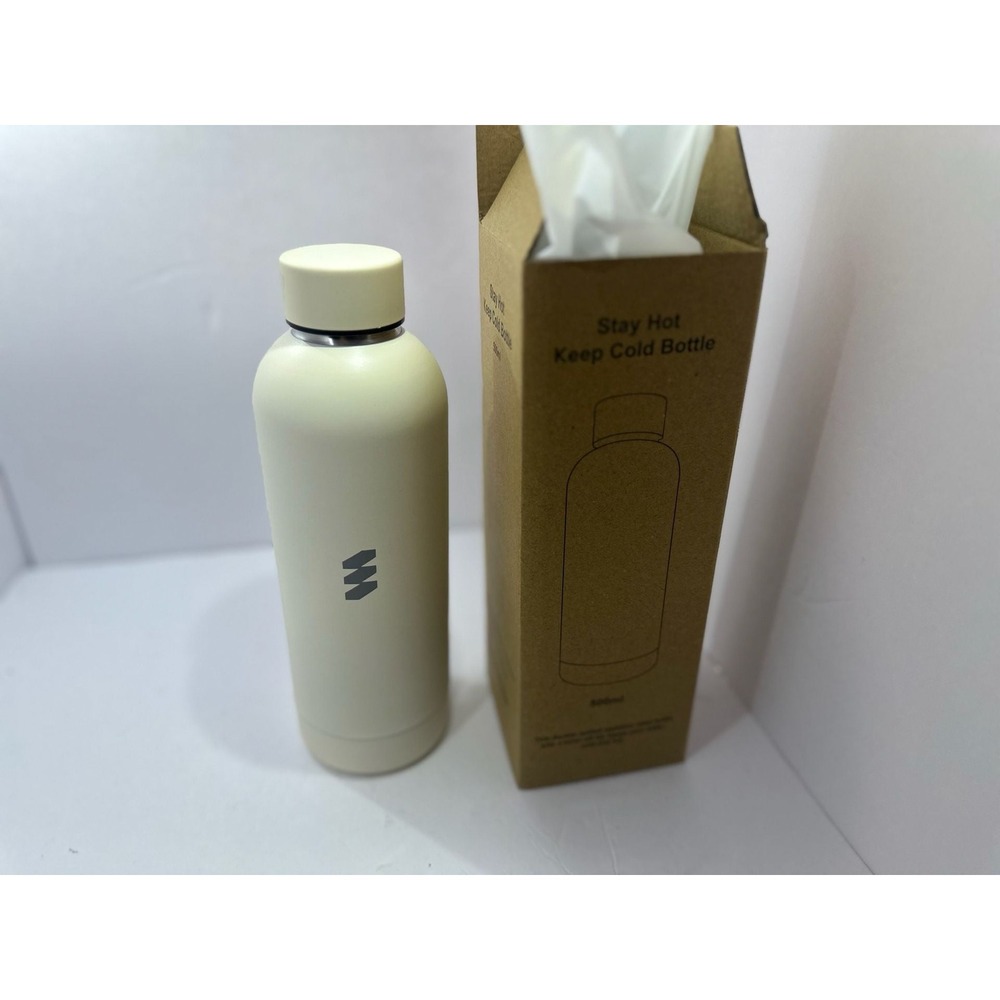 AMP FITNESS Stay Hot Keep Cold 500ml Insulated Water Bottle Cream